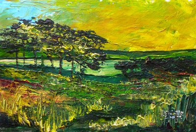 Vers L&39;Etang de Miragoane、2010年（木にアクリル） 作： Patricia Brintle